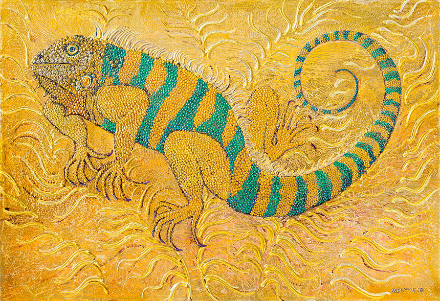 Nikita Sheltunov. Iguana. 2010. Oil on canvas. 89 × 130