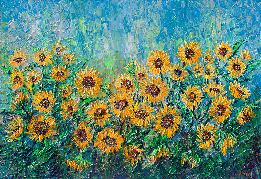 Nikita Sheltunov. Sunflowers. 2012. Oil on canvas. 89 × 130