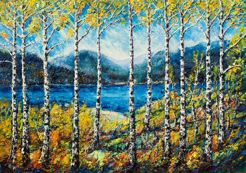 尼基塔·舍尔图诺夫 贝加尔湖的白桦树 2011 油画底布 114 × 162
